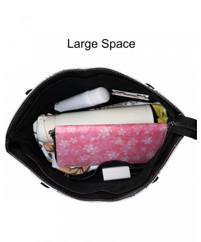 Fashionable women's handbag tote bag, Seamless Flower and Stripesprinted shoulder bag is light and durable $22.87 Shoulder Bags