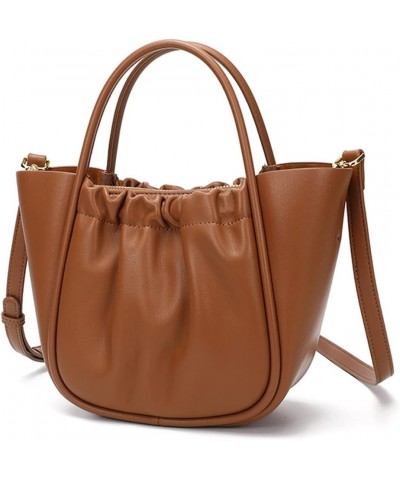 Shoulder Bag for Women Genuine Leather Crossbody Bag Top Handle Handbag Retro Tote Bag Brown $34.02 Totes