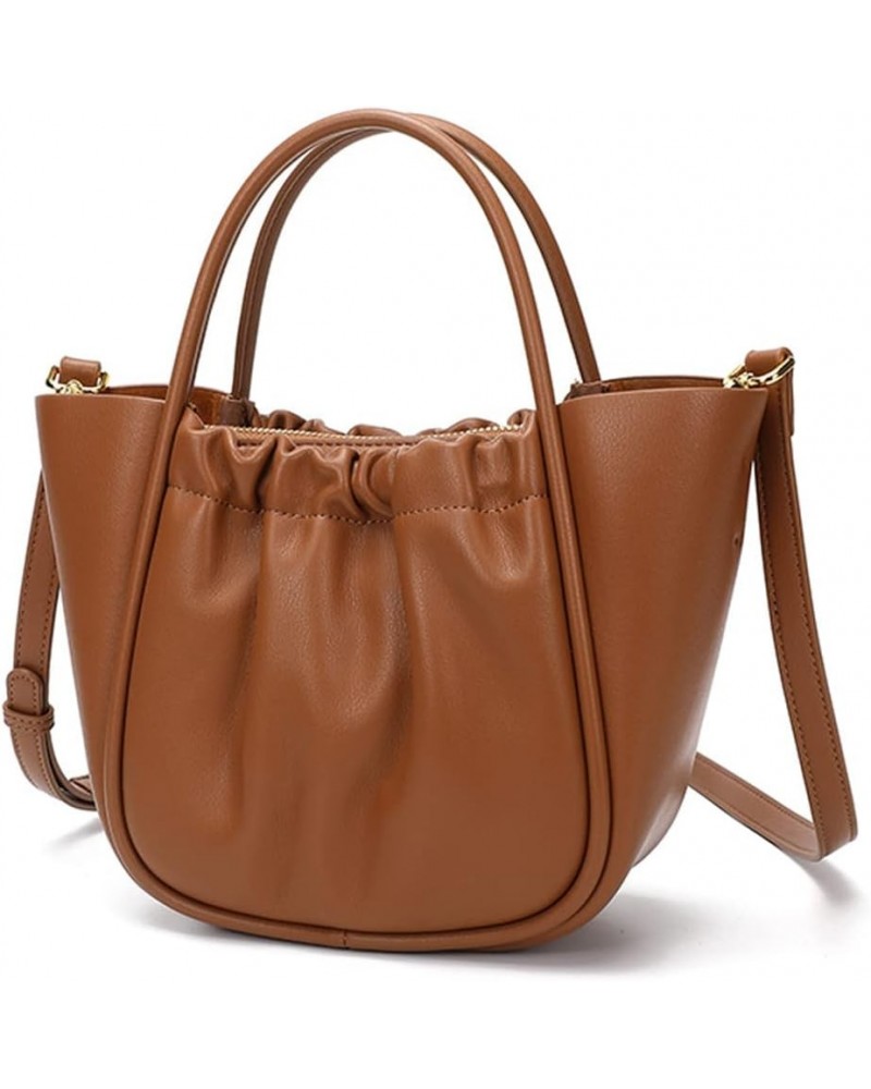 Shoulder Bag for Women Genuine Leather Crossbody Bag Top Handle Handbag Retro Tote Bag Brown $34.02 Totes