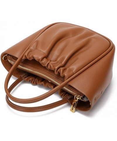 Shoulder Bag for Women Genuine Leather Crossbody Bag Top Handle Handbag Retro Tote Bag Brown $34.02 Totes