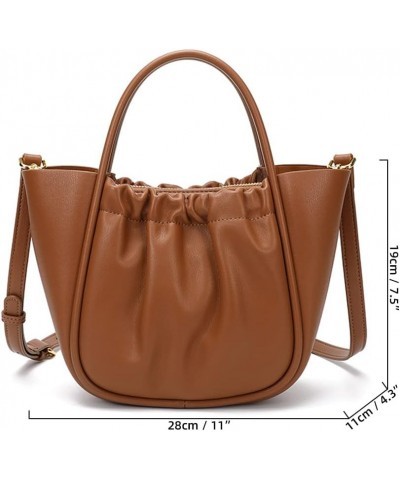 Shoulder Bag for Women Genuine Leather Crossbody Bag Top Handle Handbag Retro Tote Bag Brown $34.02 Totes