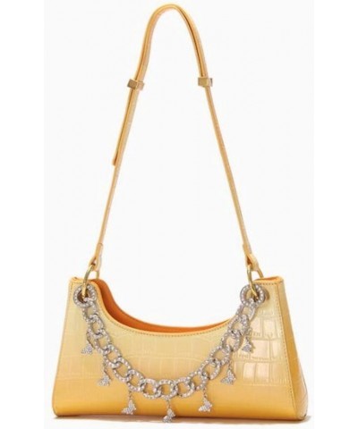 Women'S Rainbow Armpit Bag, Diamond Chain Crossbody Shoulder Bag Wallet, Travel, Wedding, Party, Gift Yellow $30.18 Totes