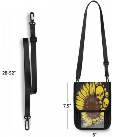 Sunflower Skull Cell phone purse crossbody for women Small Crossbody Bags,Cute Small Phone Bag Shoulder Wallet Purse with Car...