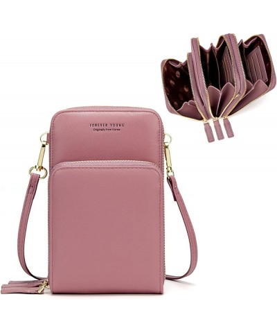 Small Crossbody Cell Phone Bag for Women, Mini Over Shoulder Handbag Purse with Credit Card Slots A-pink $10.00 Crossbody Bags