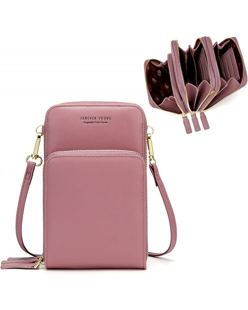 Small Crossbody Cell Phone Bag for Women, Mini Over Shoulder Handbag Purse with Credit Card Slots A-pink $10.00 Crossbody Bags