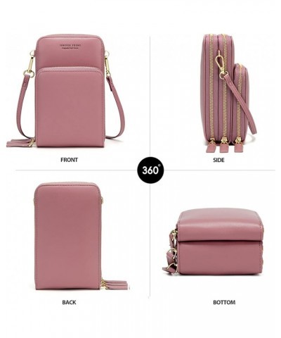 Small Crossbody Cell Phone Bag for Women, Mini Over Shoulder Handbag Purse with Credit Card Slots A-pink $10.00 Crossbody Bags