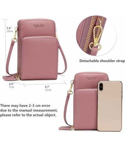 Small Crossbody Cell Phone Bag for Women, Mini Over Shoulder Handbag Purse with Credit Card Slots A-pink $10.00 Crossbody Bags