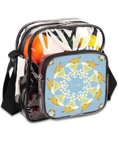 Blue Camellia Stadium-Approved Clear Crossbody Bag with Colorful Print Design Pears $12.95 Crossbody Bags