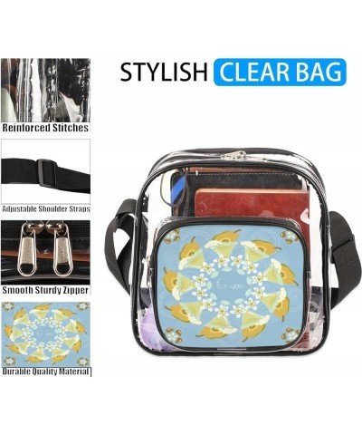 Blue Camellia Stadium-Approved Clear Crossbody Bag with Colorful Print Design Pears $12.95 Crossbody Bags