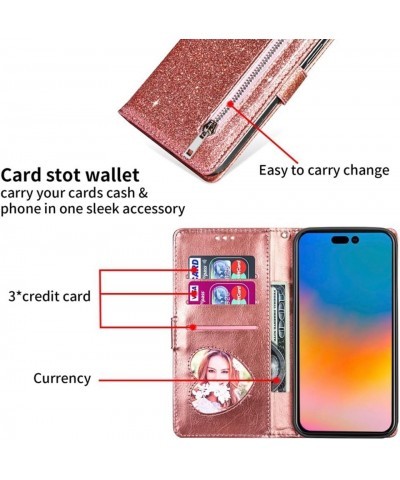 for Google Pixel 6 Magnetic Flip Sparkling Phone Case, Zipper Bag Protective Leather Case Gold Pixel 6 Rose Gold $19.30 Others