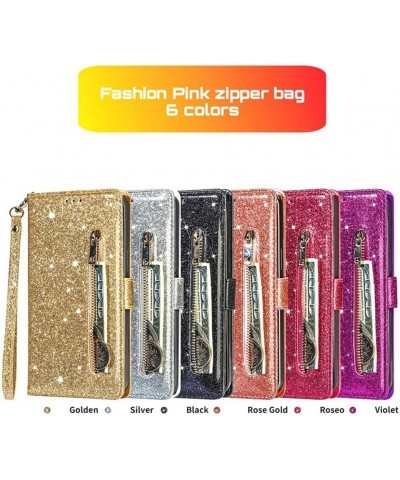 for Google Pixel 6 Magnetic Flip Sparkling Phone Case, Zipper Bag Protective Leather Case Gold Pixel 6 Rose Gold $19.30 Others