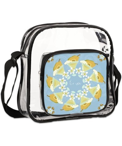 Blue Camellia Stadium-Approved Clear Crossbody Bag with Colorful Print Design Pears $12.95 Crossbody Bags