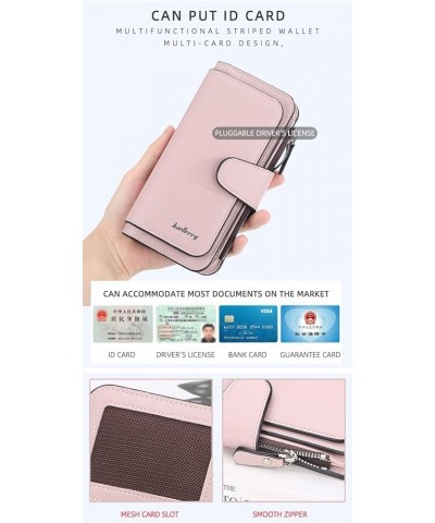 Womens three-layer medium long wallet Korean version multi clip zipper wallet fashionable clasp female handbag Pink $18.15 Wa...