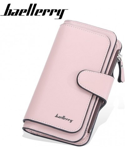 Womens three-layer medium long wallet Korean version multi clip zipper wallet fashionable clasp female handbag Pink $18.15 Wa...