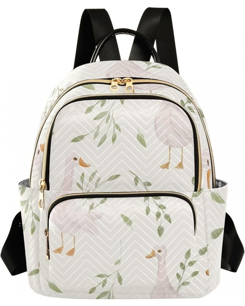 Backpack Purse for Women Floral Cute Goose, Mini Fashion Backpack Spring Watercolor Lightweight Casual Daypack Shoulder Bag T...