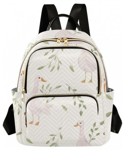 Backpack Purse for Women Floral Cute Goose, Mini Fashion Backpack Spring Watercolor Lightweight Casual Daypack Shoulder Bag T...