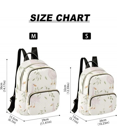 Backpack Purse for Women Floral Cute Goose, Mini Fashion Backpack Spring Watercolor Lightweight Casual Daypack Shoulder Bag T...