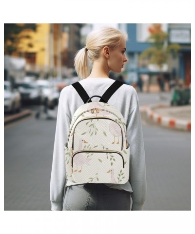 Backpack Purse for Women Floral Cute Goose, Mini Fashion Backpack Spring Watercolor Lightweight Casual Daypack Shoulder Bag T...