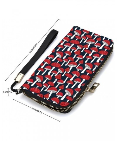 Red Mushrooms Wristlet Wallet Leather Long Card Holder Purse Slim Clutch Handbag for Women $20.35 Wristlets