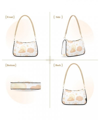 Clutch Shoulder Bags Tote Evening Purse Handbags for Women Hobo Bags Sun Clouds Stars with Zipper Closure $17.27 Totes