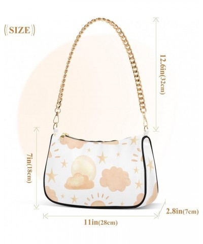 Clutch Shoulder Bags Tote Evening Purse Handbags for Women Hobo Bags Sun Clouds Stars with Zipper Closure $17.27 Totes