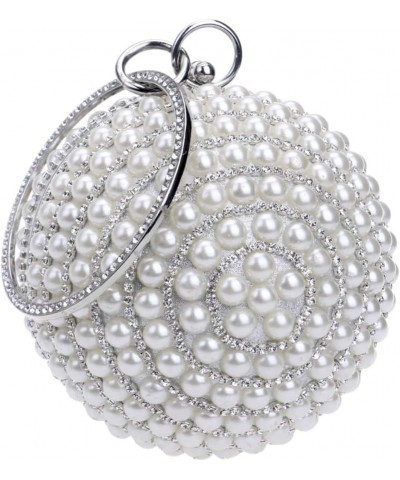 Dress Handbag Women Evening Bag Clutch Purse Chain Wedding Pearls Silver $38.64 Evening Bags