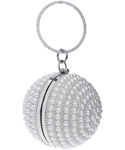 Dress Handbag Women Evening Bag Clutch Purse Chain Wedding Pearls Silver $38.64 Evening Bags