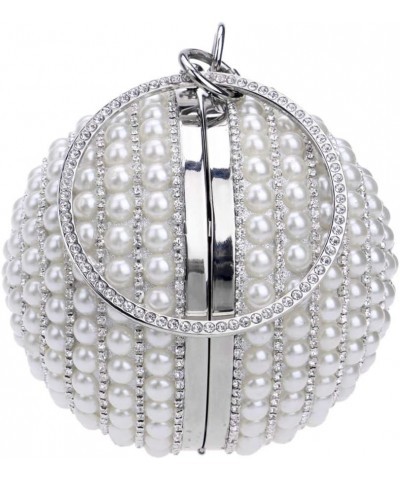 Dress Handbag Women Evening Bag Clutch Purse Chain Wedding Pearls Silver $38.64 Evening Bags