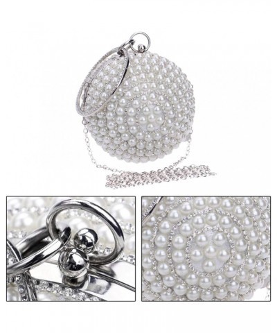 Dress Handbag Women Evening Bag Clutch Purse Chain Wedding Pearls Silver $38.64 Evening Bags