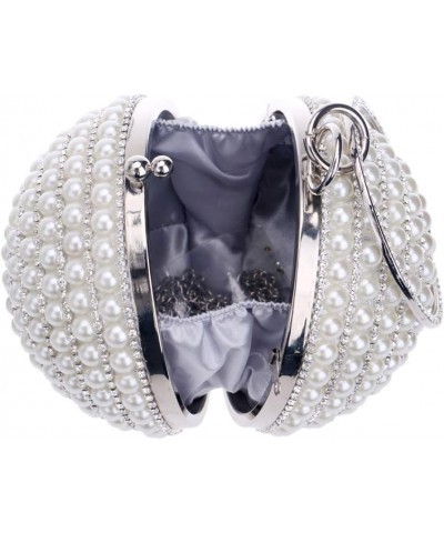 Dress Handbag Women Evening Bag Clutch Purse Chain Wedding Pearls Silver $38.64 Evening Bags