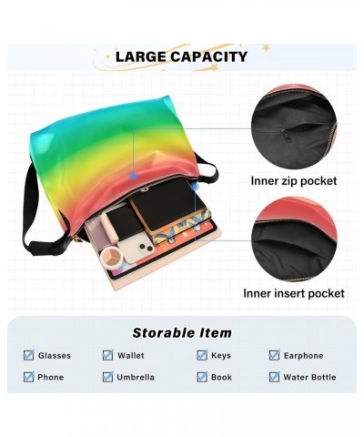 Women Boho Bag Horizontal Lines Blurry Rainbow Stripes Shoulder Bag PU Leather Pouch Crossbody Bag Large Tote Handbag For Qui...