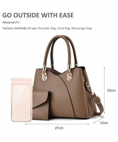 Ladies Handbags Purse Fashion Top Handle Bag for Women Medium Tote Bags PU Leather Brown $25.31 Handbags