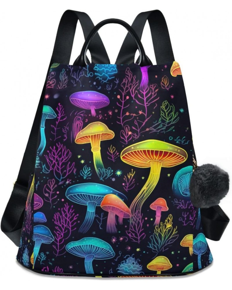 Rainbow Mushrooms Womens Backpack Purse Anti Theft Travel Backpack Shoulder Bag Casual Daypack for Work Travel Ladies Women $...