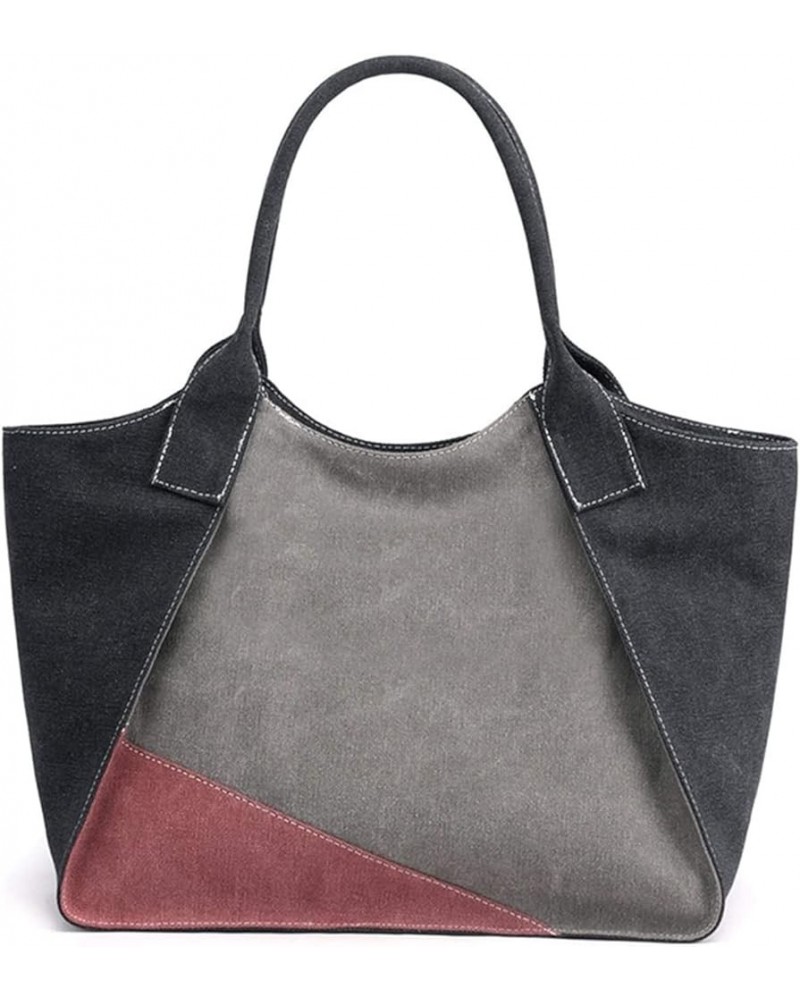 Fashion Color Block Tote Bag Handle Satchel Shopping Handbag Daily Purse Contrast Color Multipurpose Bag Gray $86.38 Totes