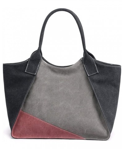 Fashion Color Block Tote Bag Handle Satchel Shopping Handbag Daily Purse Contrast Color Multipurpose Bag Gray $86.38 Totes