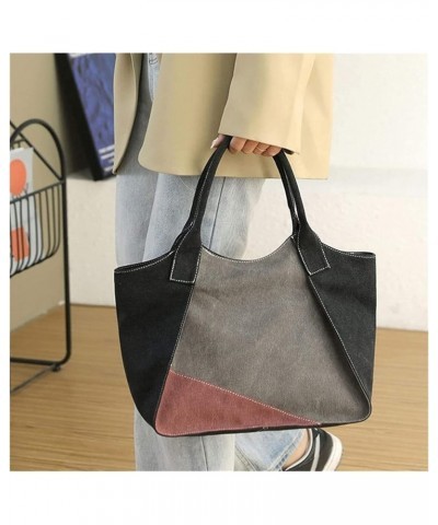 Fashion Color Block Tote Bag Handle Satchel Shopping Handbag Daily Purse Contrast Color Multipurpose Bag Gray $86.38 Totes