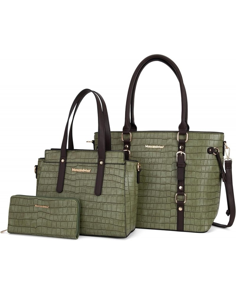 3PCS Purses for Women Tote Purse and Wallet Set Shoulder Satchel Bags V Ligtht Green $26.04 Shoulder Bags