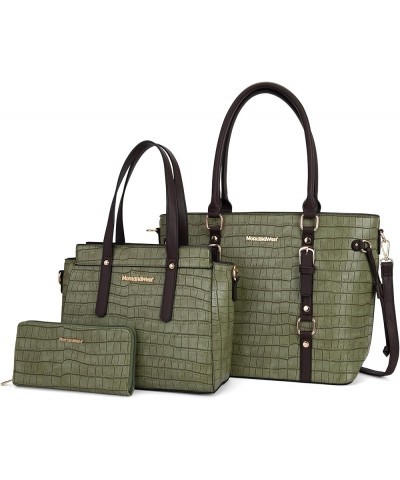 3PCS Purses for Women Tote Purse and Wallet Set Shoulder Satchel Bags V Ligtht Green $26.04 Shoulder Bags