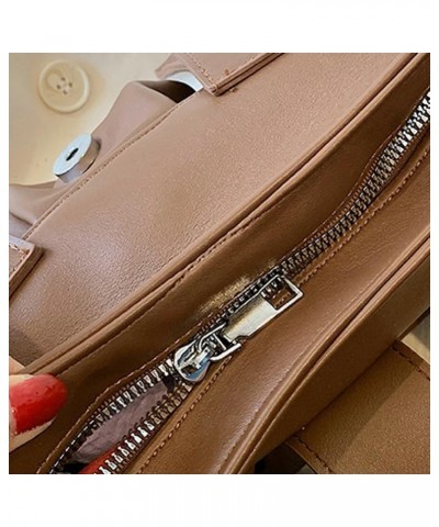 Y2K Cute Purse for Women Punk Rivet Shoulder Bag with Multi-pockets Stylish Handbag Clutch Purse Brown $18.22 Totes