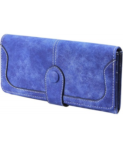 Women's Ladies Elegant Leather Clutch Long Bifold Wallet Purse Card Holder Blue $10.24 Wallets