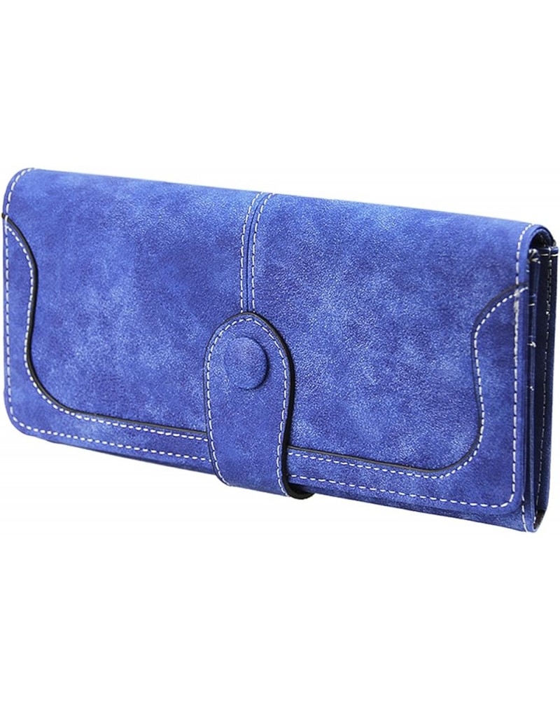 Women's Ladies Elegant Leather Clutch Long Bifold Wallet Purse Card Holder Blue $10.24 Wallets