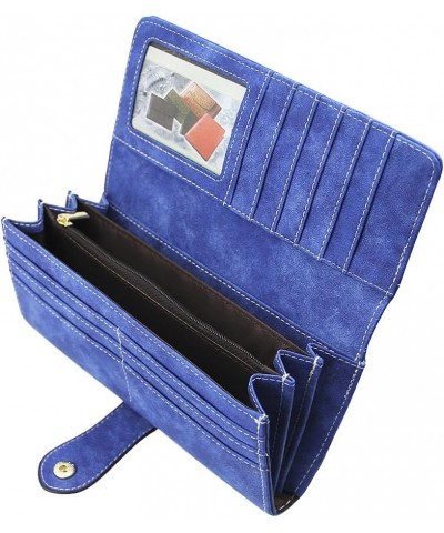 Women's Ladies Elegant Leather Clutch Long Bifold Wallet Purse Card Holder Blue $10.24 Wallets