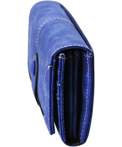 Women's Ladies Elegant Leather Clutch Long Bifold Wallet Purse Card Holder Blue $10.24 Wallets