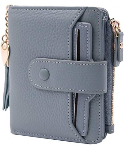 Women Small Soft Genuine Leather Bifold Wallet With ID Window Sweet Credit Card Sleeve Case Cover Zipper Coin Purse (Black) L...