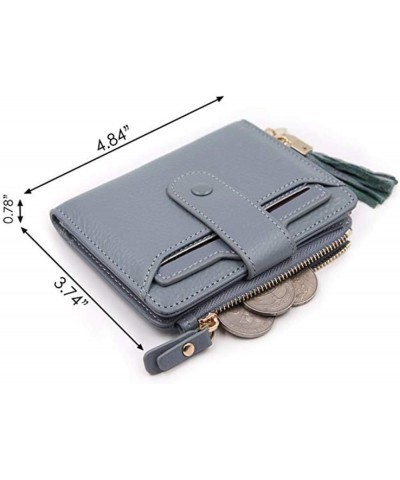 Women Small Soft Genuine Leather Bifold Wallet With ID Window Sweet Credit Card Sleeve Case Cover Zipper Coin Purse (Black) L...