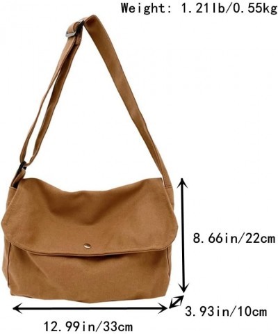 Canvas Messenger Bag Medium Size Hobo Crossbody Bag for Women Trendy Shoulder Bag Casual Travel Beach Bag Daily Work Bag Brow...