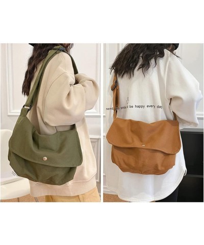 Canvas Messenger Bag Medium Size Hobo Crossbody Bag for Women Trendy Shoulder Bag Casual Travel Beach Bag Daily Work Bag Brow...