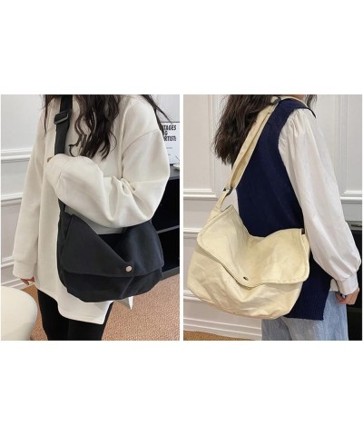 Canvas Messenger Bag Medium Size Hobo Crossbody Bag for Women Trendy Shoulder Bag Casual Travel Beach Bag Daily Work Bag Brow...