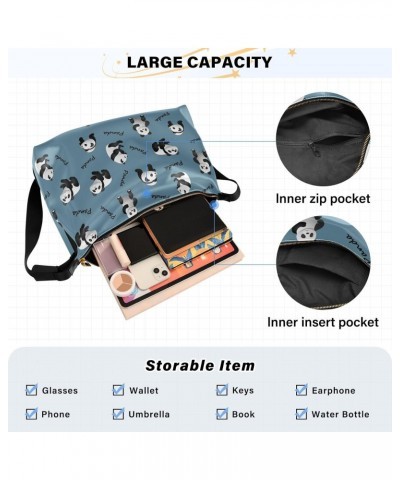 Leather Crossbody Bag for Man and Women Cute Panda PU Leather Satchel Adjustable Shoulder Strap Waterproof and Durable Large ...