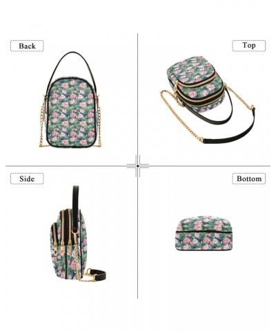 Lotus Painting Quilted Shoulder Handbag for Women Stylish Crossbody Handbags with Detachable Leather Chain Shoulder Strap $15...